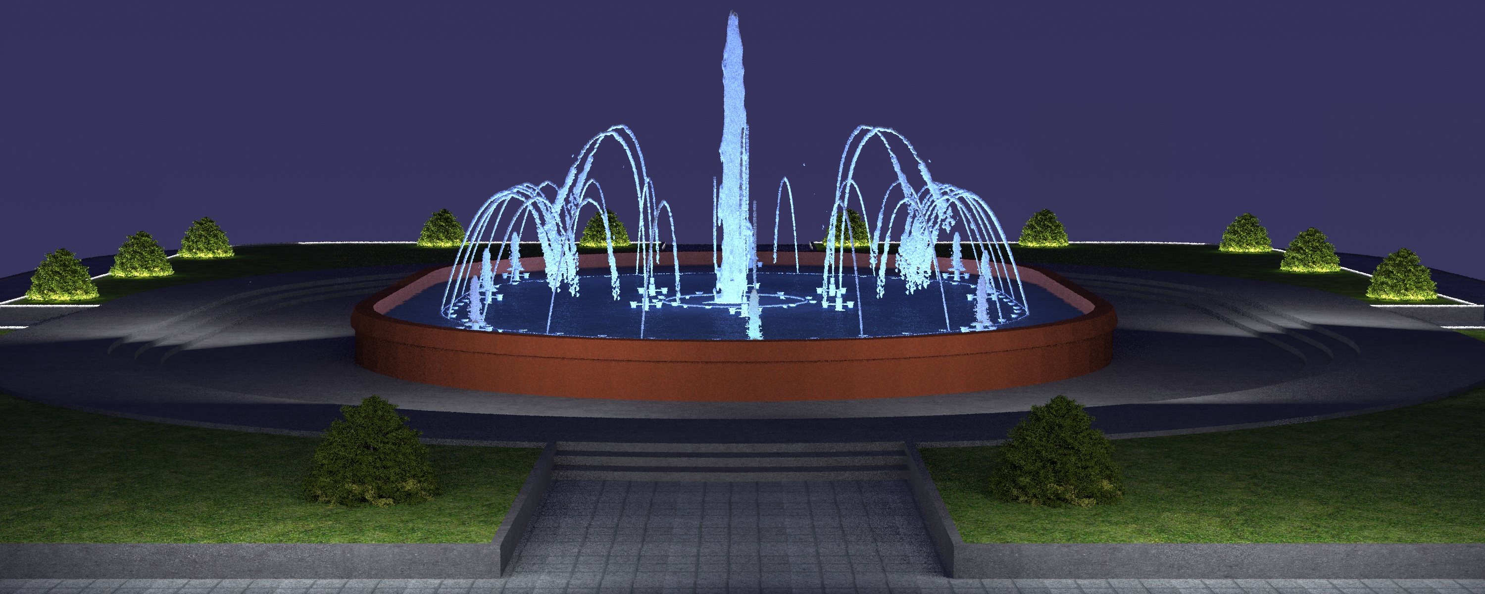 Full thiết kế bản vẽ thi công đài phun nước kích thước 20x30m.