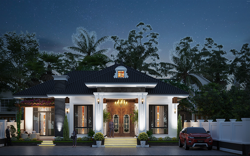 File autocad nhà biệt thự mái nhật 1 tầng kích thước 14.5x10m