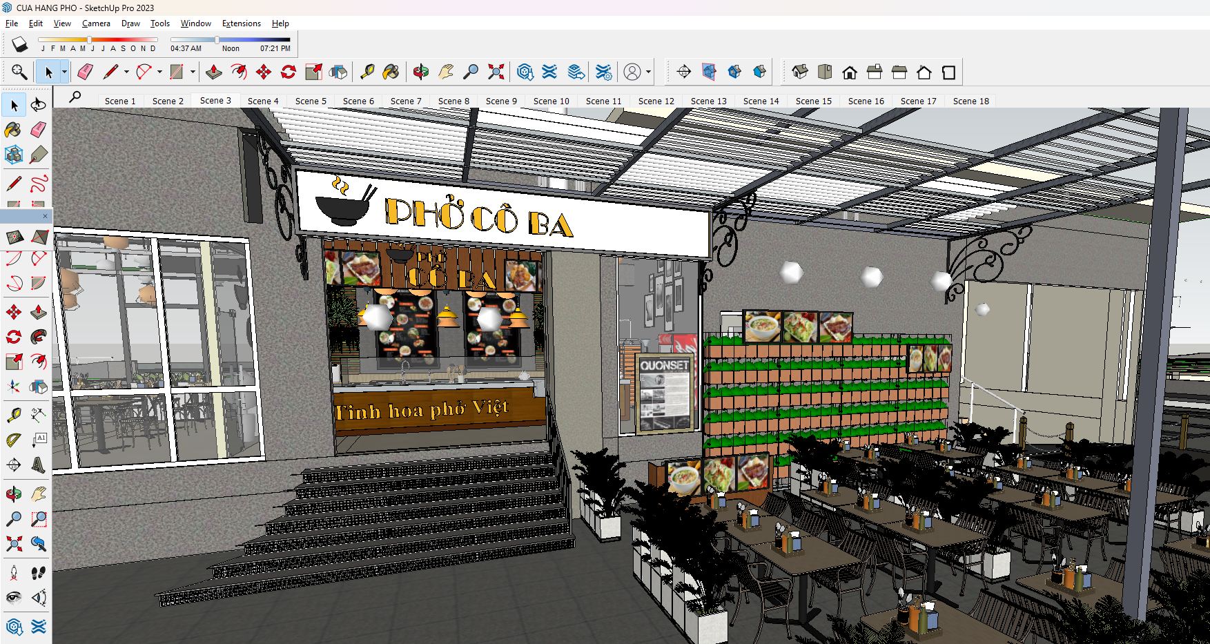Full Sketchup cửa hàng, quán, kiot nhỏ