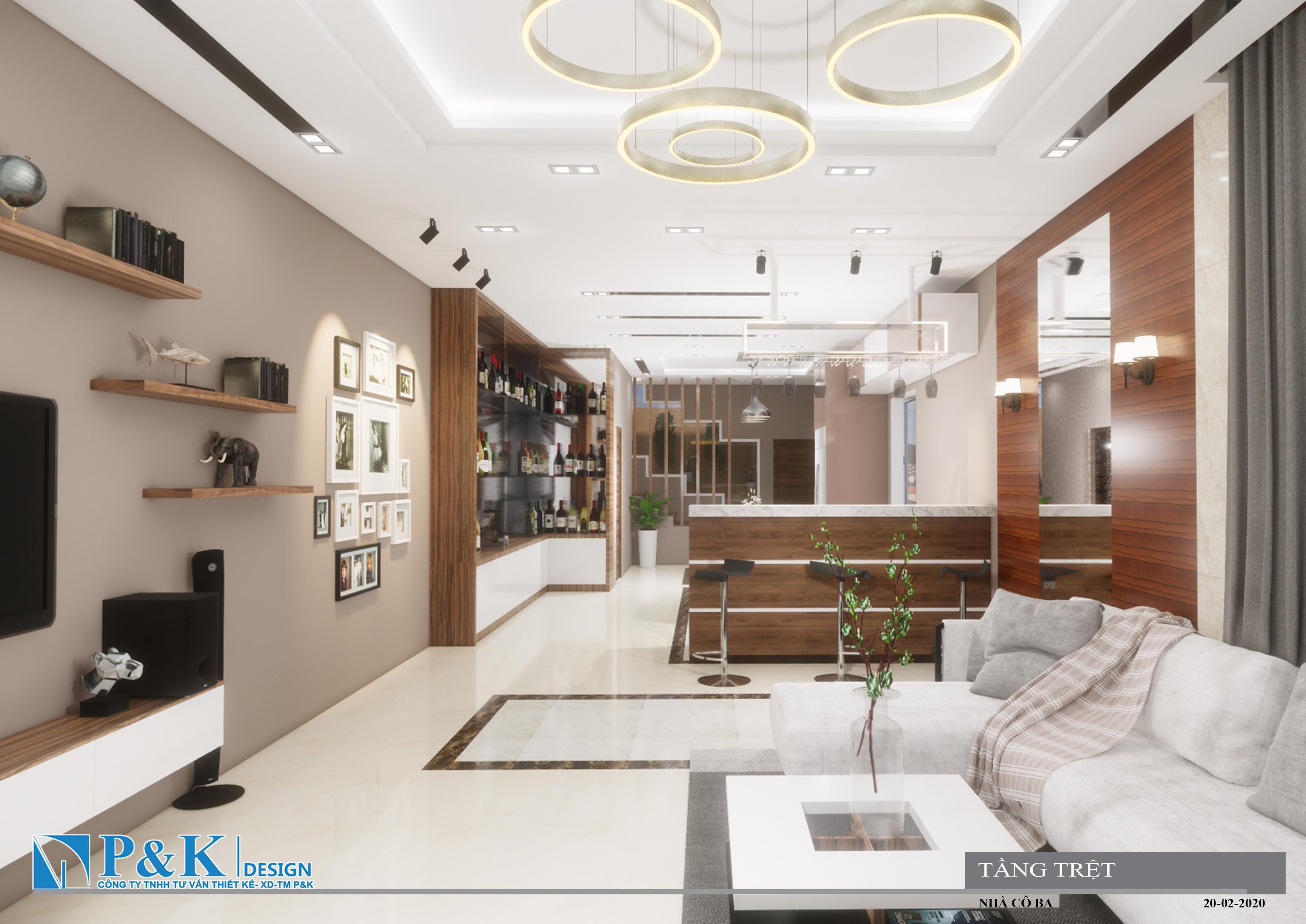 Thiết kế Nhà phố 5x15m (Sketchup- autocad- phối cảnh)