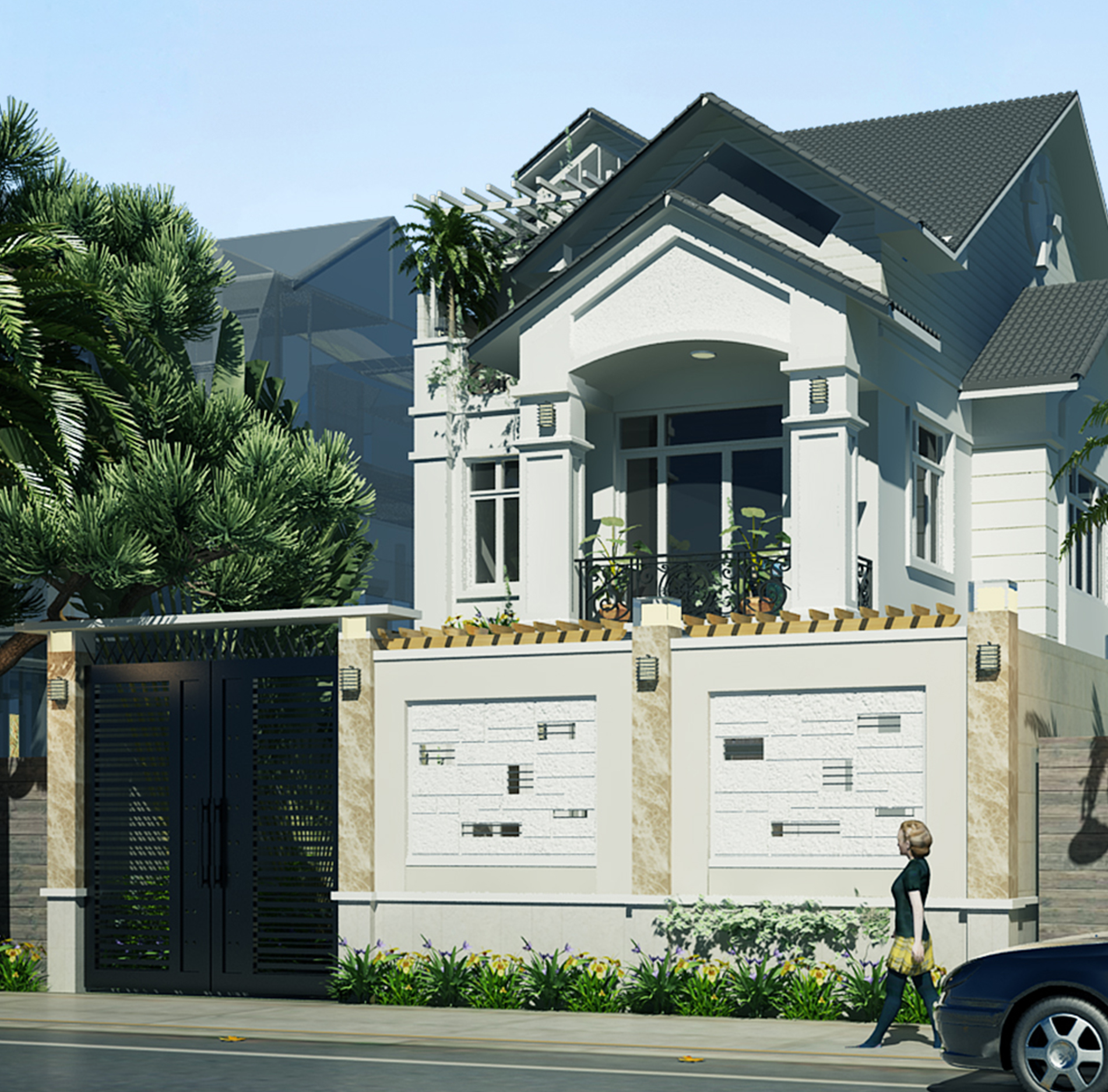 Full hồ sơ Biệt thự 2 tầng 10x20, nhà biệt thự sân vườn đẹp (kiến trúc kết cấu điện nước)