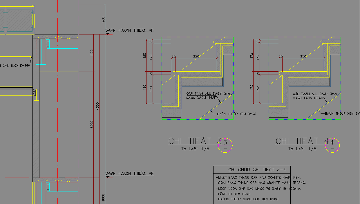Chi tiết cad thang bộ
